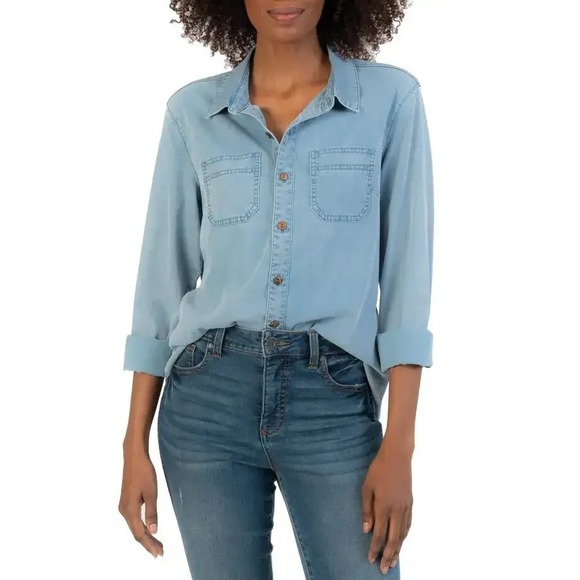 Kut from the Kloth Tops - Kut from the Kloth Linda Denim Button-Up Shirt, Soft & Cozy, Size M